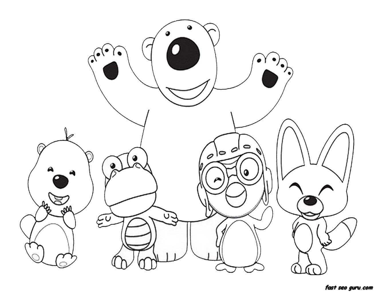 Printable Disney Pororo the Little Penguin and Friends coloring pages